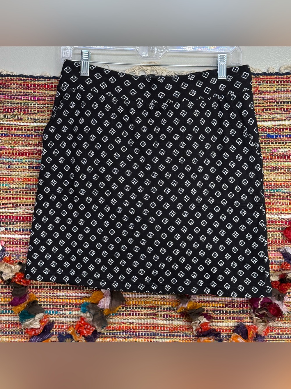 Black Patterned A-Line Skirt